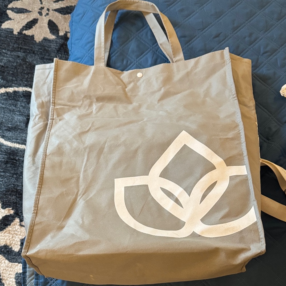 Gray Namaste  Tote Bag with lotus flower